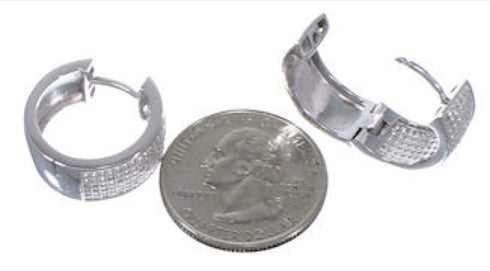 Cubic Zirconia Sterling Silver Hoop Post Earrings Jewelry AS55300